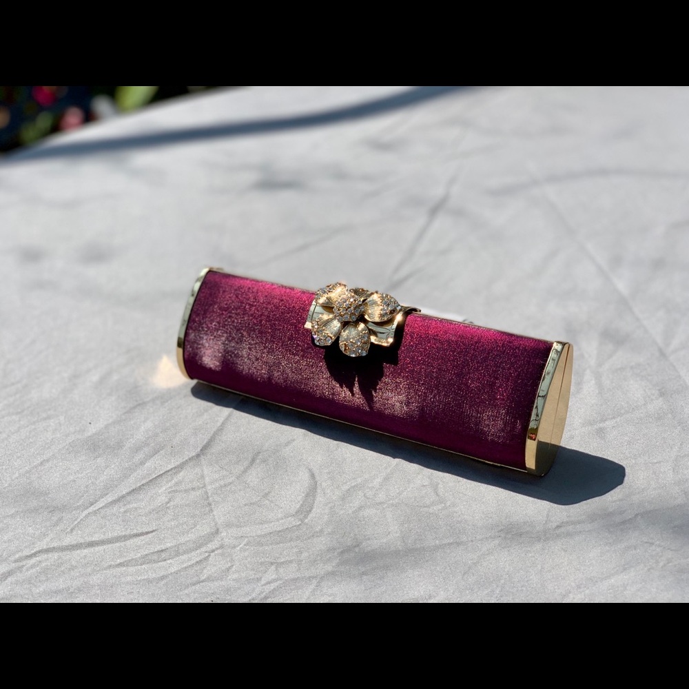 Purple/ gold clutch purse